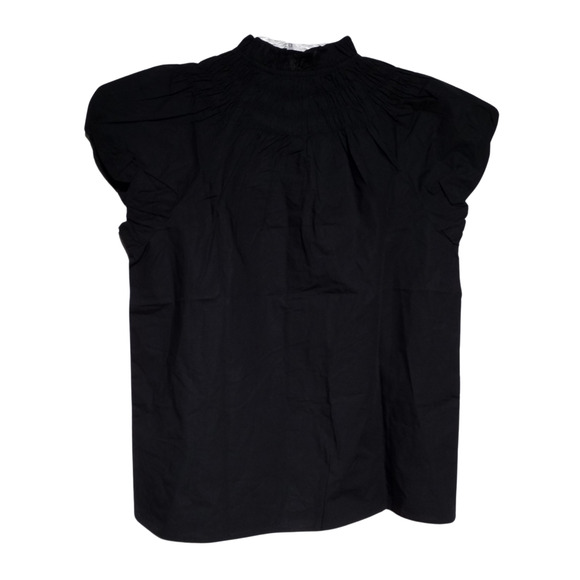 J.Crew Top | XXS | Black Smocked Neck Cotton Blouse NWT - Picture 3 of 7